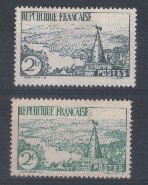 FRANCE SE68 cer 301a  1931 2fr Bretonne Scene  Ardoise SLATE V RARE  Unus