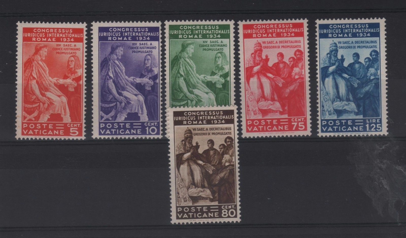 VATICAN 1935 SET OF 6  INTERNATIONAL JURIDICIAL CONGRESS FRESH MNH  CAT 275