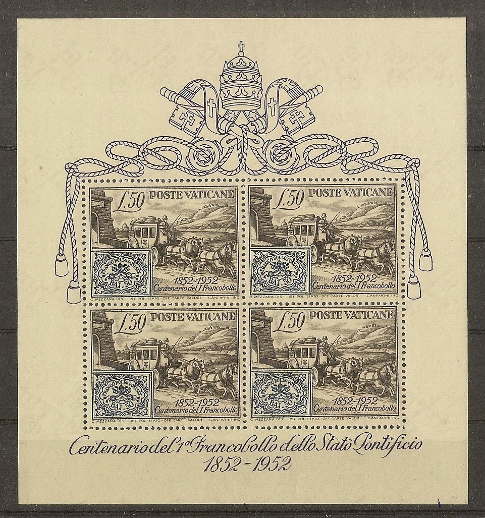 Vatican 1952 Stamp centenary MS176A MNH Cat450