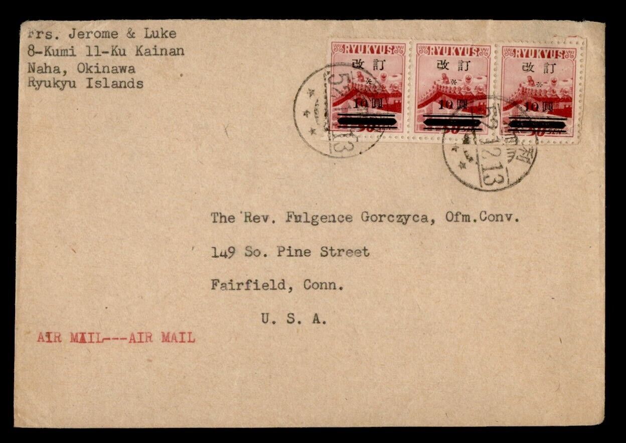 DR WHO 1952 RYUKYU JAPAN FDC OVPT NAHA AIRMAIL TO USA j41571