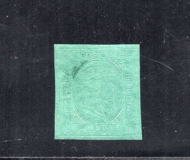 1853 ITALY SARDINIA SA4 5 CENTS VERDE MINT 4900000 CERTIFICATE RARITY