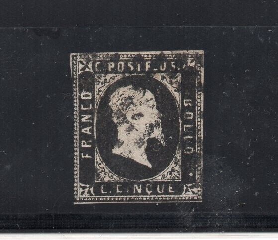 1851 ITALY SARDINIA SA 1b 5c NERO INTENSO USED 550000 CARDILLO CERTIFICATE