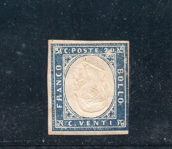 1860 ITALY SARDINIA SA15Cb 20c INVERTED CENTER DOUBLE HEAD 2450000 MINT