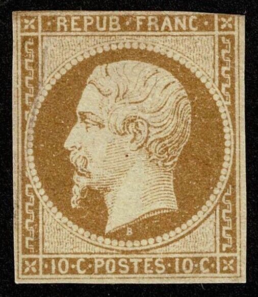 France Stamp Scott10b 10c Napoleon Mint No Gum Well Centered
