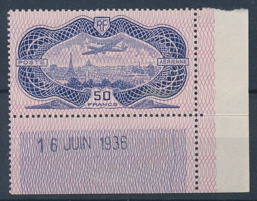 58042 France Airmail 1936 RARE dated MNH VF stamp 1650 LUXE condition
