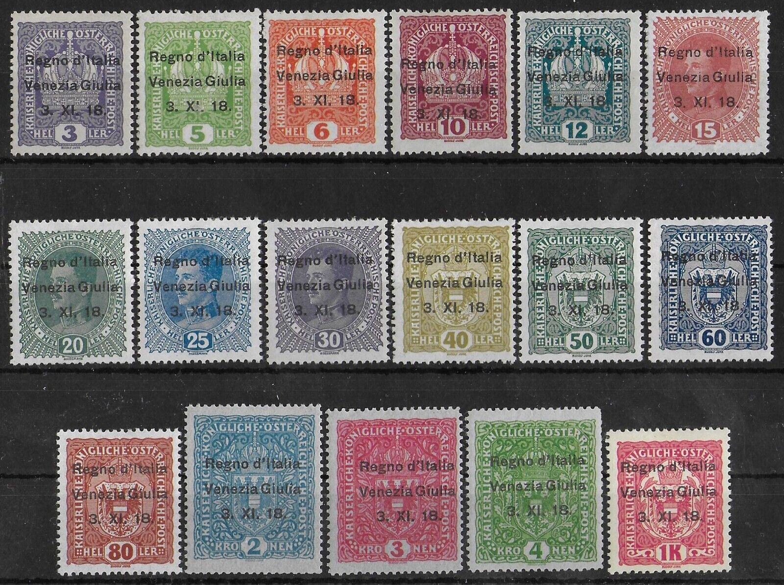 VENEZIA GIULIA ITALY 1918 Mint Hinged Complete Set of 17 Sass 114 CV 3300