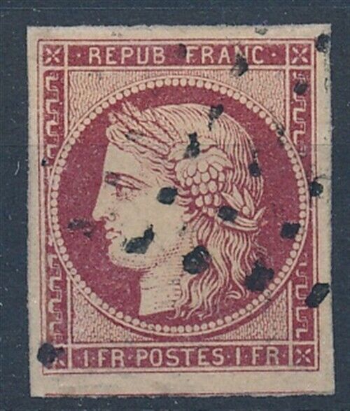 57955 France 1849 Rare Used VF Big margins multiple signed stamp 1300