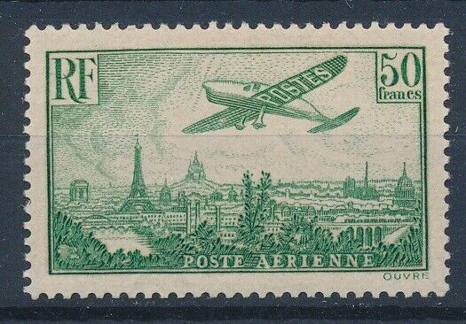 59456 France Airmail 1936 Rare 50F green MNH VF multiple signed stamp 2100