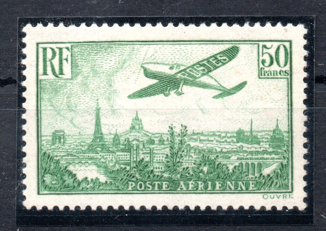 FRANCE  1936  very scarce GREEN 50 FRANCS AIRMAIL STAMP  MNH 